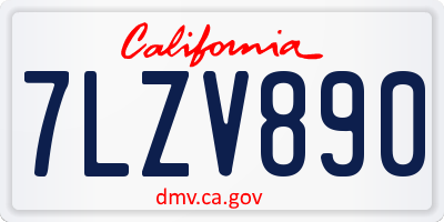 CA license plate 7LZV890