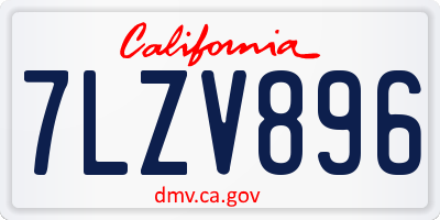 CA license plate 7LZV896
