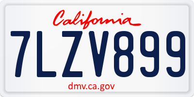 CA license plate 7LZV899