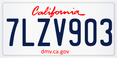 CA license plate 7LZV903