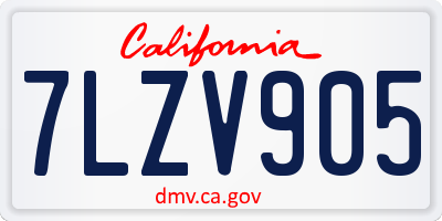 CA license plate 7LZV905