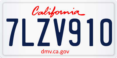 CA license plate 7LZV910