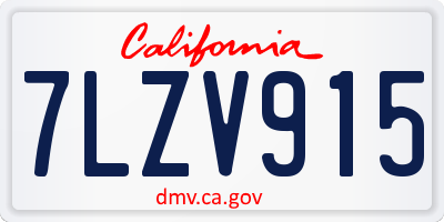 CA license plate 7LZV915