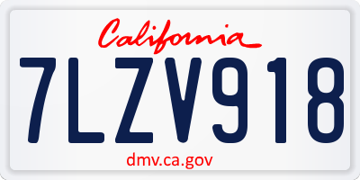CA license plate 7LZV918