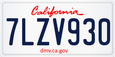 CA license plate 7LZV930