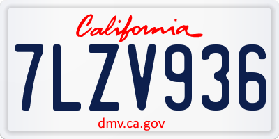 CA license plate 7LZV936