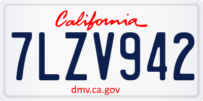 CA license plate 7LZV942