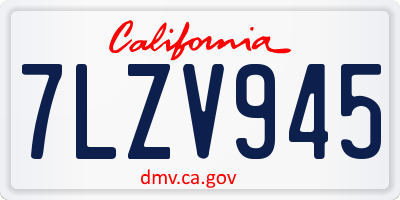 CA license plate 7LZV945