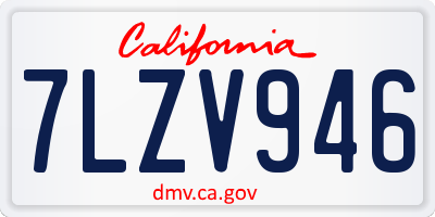 CA license plate 7LZV946