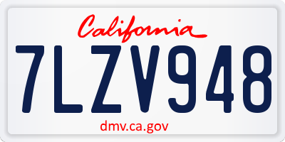 CA license plate 7LZV948