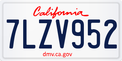 CA license plate 7LZV952