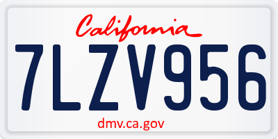 CA license plate 7LZV956