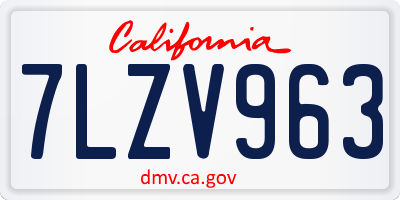 CA license plate 7LZV963