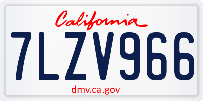 CA license plate 7LZV966