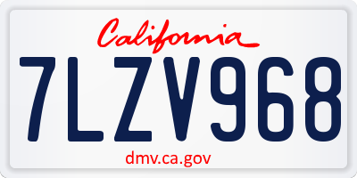 CA license plate 7LZV968