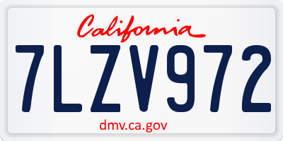 CA license plate 7LZV972