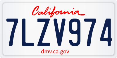 CA license plate 7LZV974