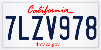 CA license plate 7LZV978