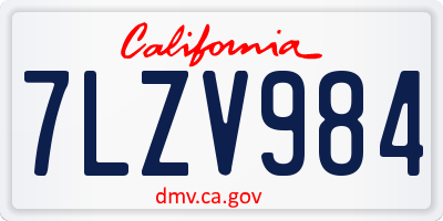 CA license plate 7LZV984