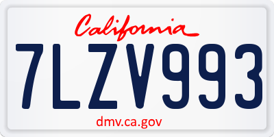 CA license plate 7LZV993