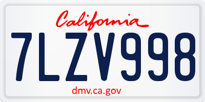 CA license plate 7LZV998