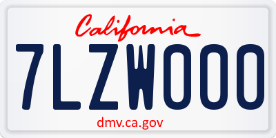 CA license plate 7LZW000