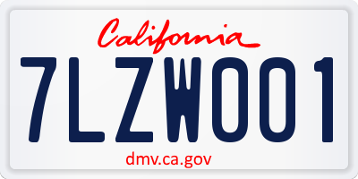 CA license plate 7LZW001