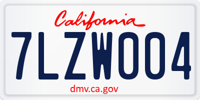 CA license plate 7LZW004