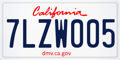 CA license plate 7LZW005