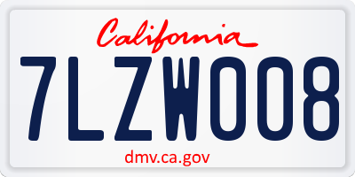 CA license plate 7LZW008