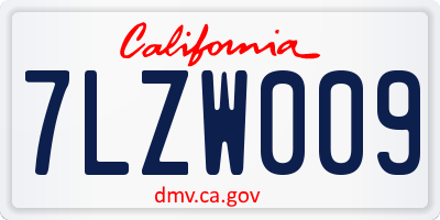 CA license plate 7LZW009