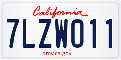 CA license plate 7LZW011