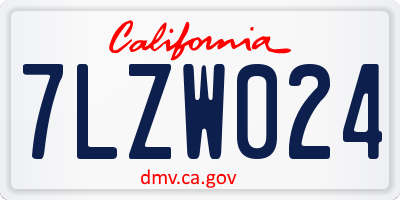 CA license plate 7LZW024
