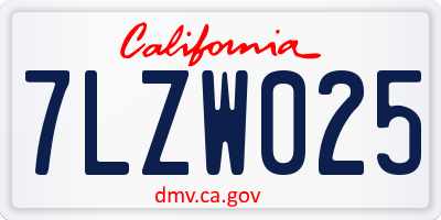 CA license plate 7LZW025