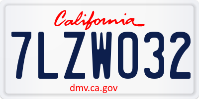 CA license plate 7LZW032