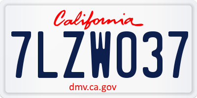 CA license plate 7LZW037