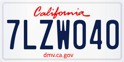 CA license plate 7LZW040