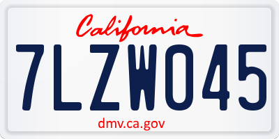 CA license plate 7LZW045