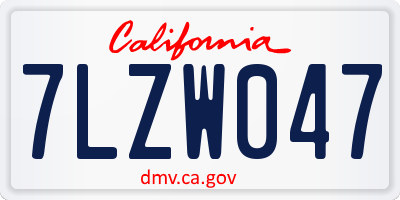 CA license plate 7LZW047