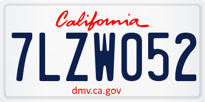 CA license plate 7LZW052