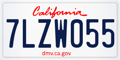 CA license plate 7LZW055