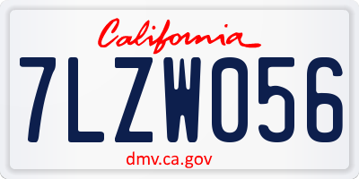 CA license plate 7LZW056