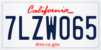 CA license plate 7LZW065