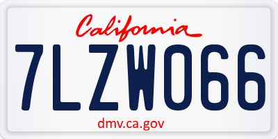 CA license plate 7LZW066
