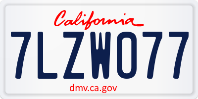 CA license plate 7LZW077