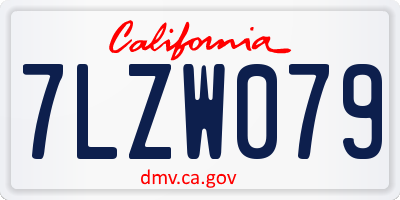 CA license plate 7LZW079