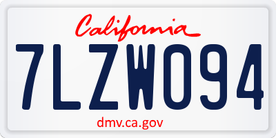 CA license plate 7LZW094
