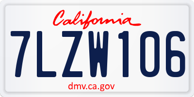 CA license plate 7LZW106