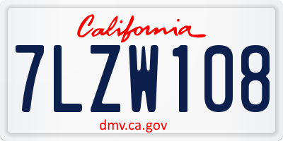 CA license plate 7LZW108