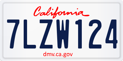 CA license plate 7LZW124